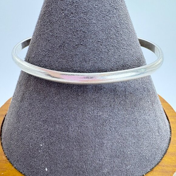 VTG Sterling Silver 925 Thin Half Round Open Cuff Bracelet Size 7.5" Fit - Picture 2 of 9